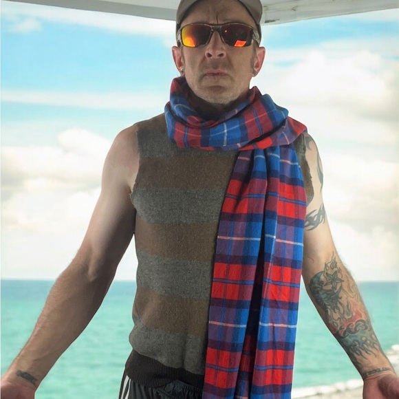 Plaid Blue and Red Cashmere Magical Scarf of Awesomeness - Picture 3 of 7